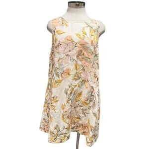 Nicole Miller linen floral tropical beach Sleeveless Dress Tunic Size M